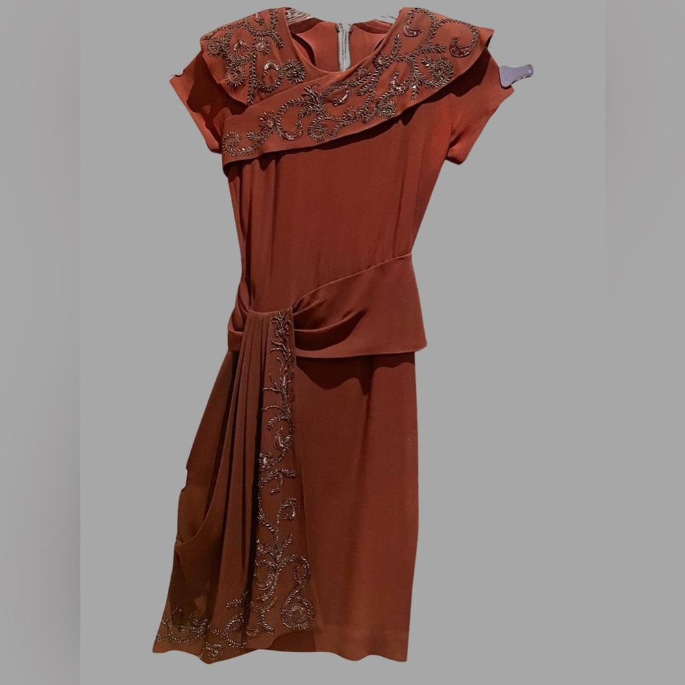 Flawless 1940’s vintage padded shoulder beaded dress